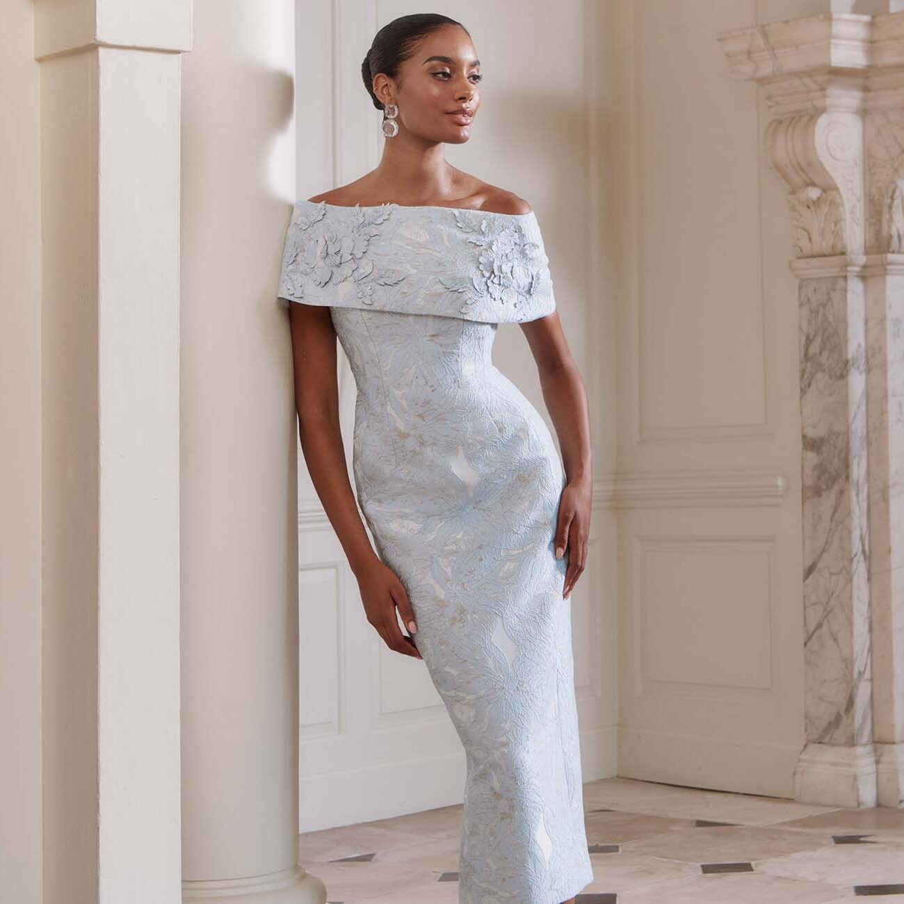 Black girl in baby blue dress wide in Ballyclare